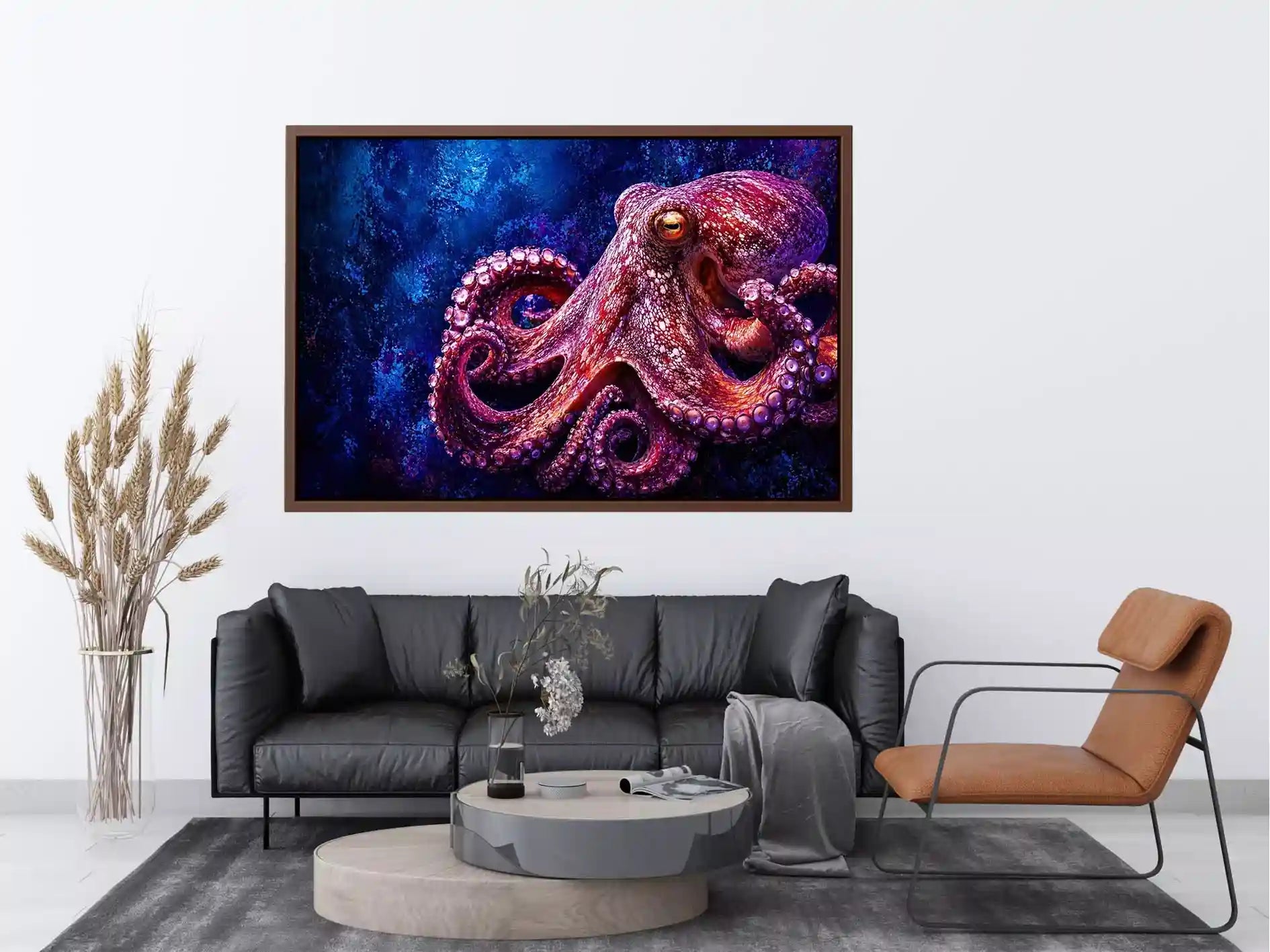 octopus Canvas Print modern ocean canvas, vibrant octopus painting detailed texture artwork, marine life canvas bold sea creature decor, underwater octopus artwork premium design