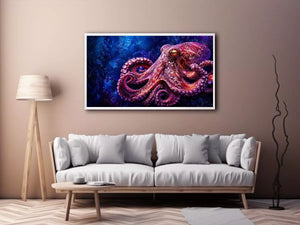 octopus Canvas Print modern ocean canvas, vibrant octopus painting detailed texture artwork, marine life canvas bold sea creature decor, underwater octopus artwork premium design