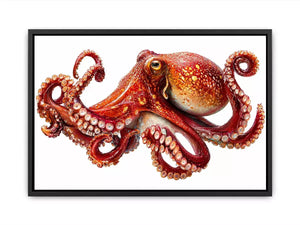 minimal octopus Canvas Print clean marine canvas, elegant octopus illustration modern decor, red octopus artwork white background premium print, sea life minimalist canvas design