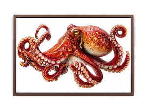 minimal octopus Canvas Print clean marine canvas, elegant octopus illustration modern decor, red octopus artwork white background premium print, sea life minimalist canvas design