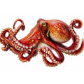 minimal octopus Canvas Print clean marine canvas, elegant octopus illustration modern decor, red octopus artwork white background premium print, sea life minimalist canvas design