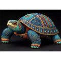 ornate turtle Canvas Print canvas, luxury blue gold turtle artwork, decorative sea life Canvas Print, detailed reptile illustration Canvas Print