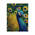 peacock Canvas Print canvas colorful feathers, luxury blue gold peacock artwork, vibrant bird canvas wall decor, detailed peacock feather painting