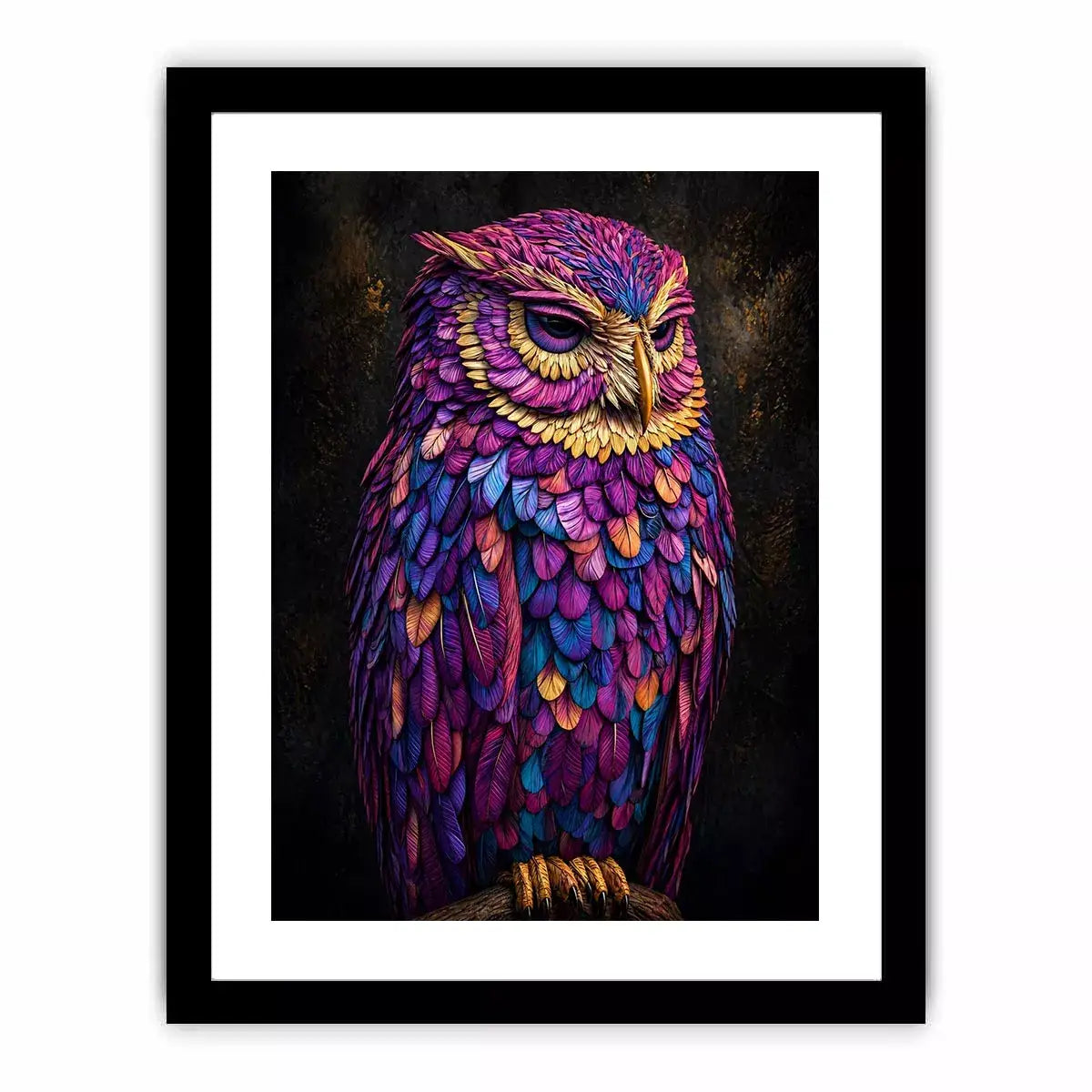 colorful owl canvas Canvas Print vibrant modern bird painting