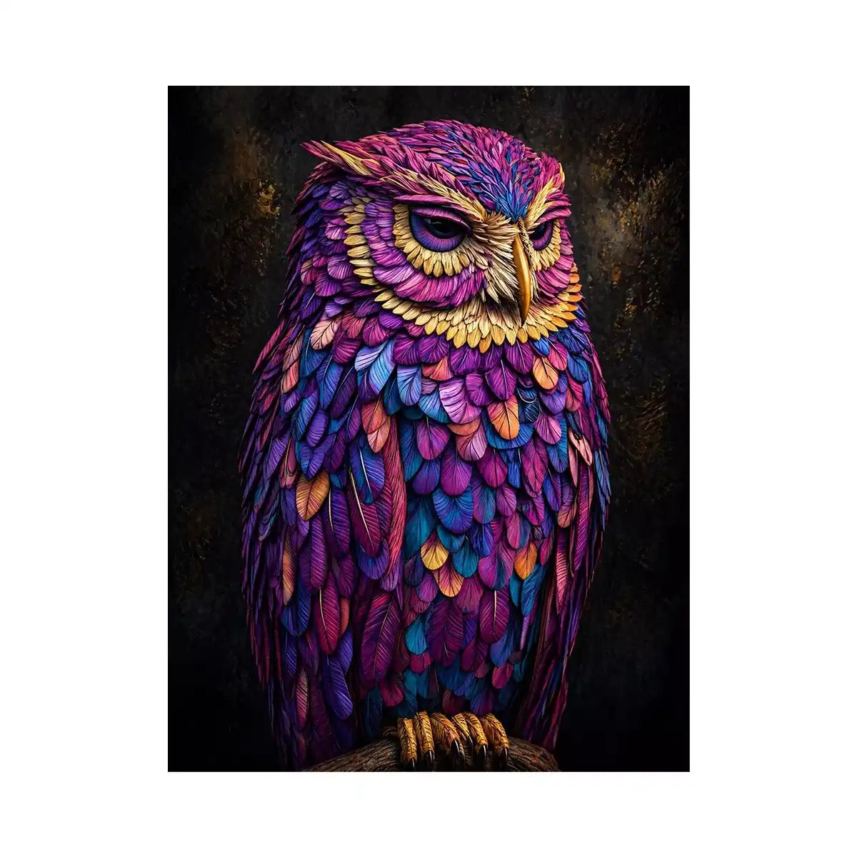 colorful owl canvas Canvas Print vibrant modern bird painting