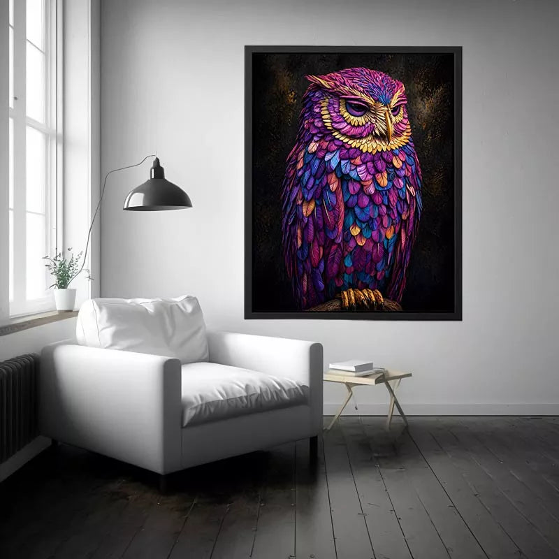 colorful owl canvas Canvas Print vibrant modern bird painting