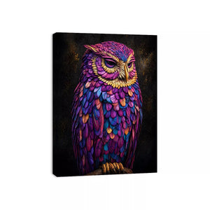 colorful owl canvas Canvas Print vibrant modern bird painting