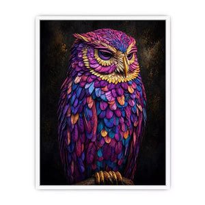 colorful owl canvas Canvas Print vibrant modern bird painting