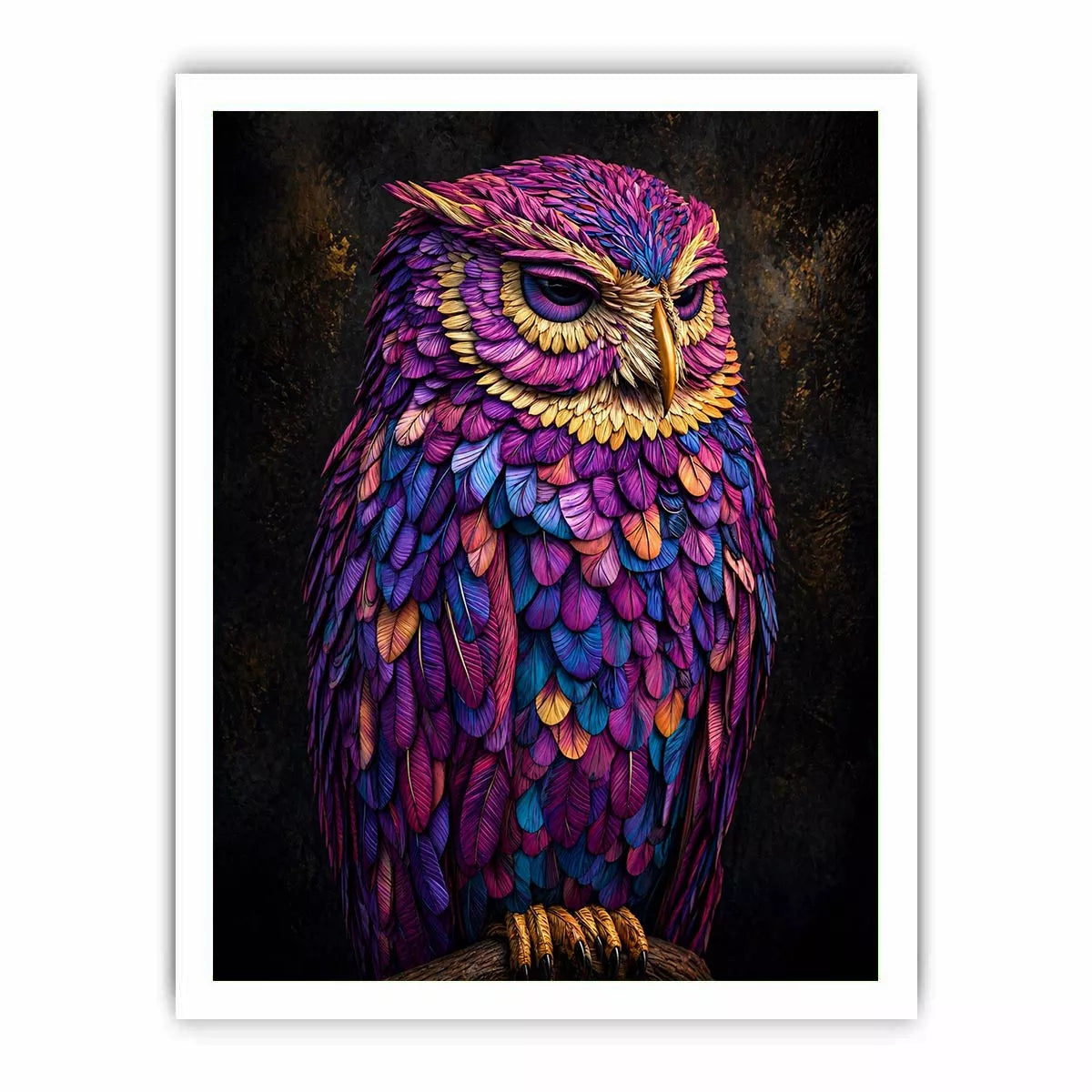 colorful owl canvas Canvas Print vibrant modern bird painting