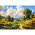 Impressionist sunflower field with rustic villa golden canvas Canvas Print