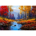autumn forest river landscape warm glowing trees canvas Canvas Print