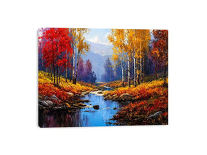 autumn forest river landscape warm glowing trees canvas Canvas Print