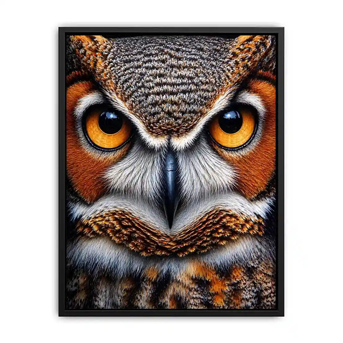 owl close up portrait intense eyes wildlife canvas Canvas Print