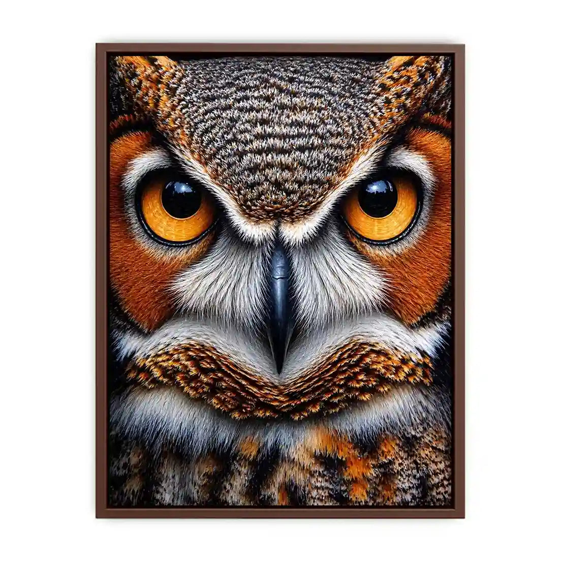 owl close up portrait intense eyes wildlife canvas Canvas Print