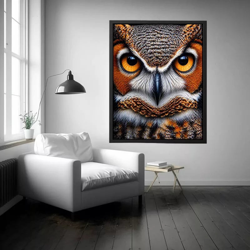 owl close up portrait intense eyes wildlife canvas Canvas Print