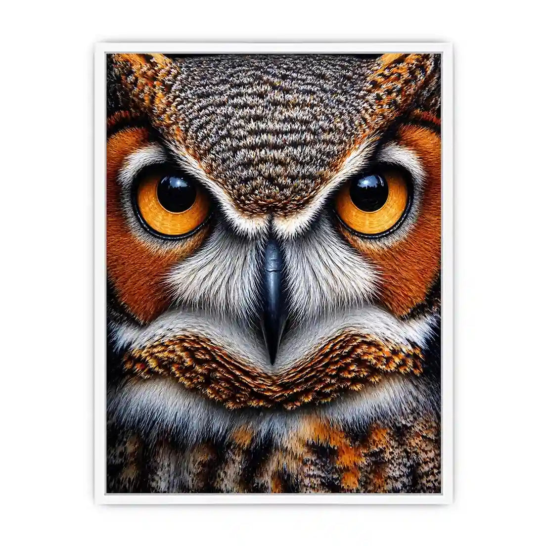 owl close up portrait intense eyes wildlife canvas Canvas Print