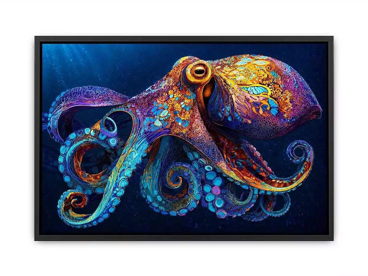 colorful octopus abstract ocean vibrant canvas Canvas Print