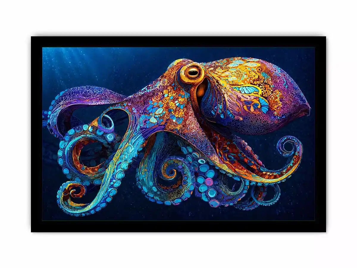 colorful octopus abstract ocean vibrant canvas Canvas Print