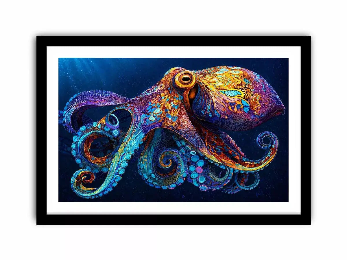 colorful octopus abstract ocean vibrant canvas Canvas Print