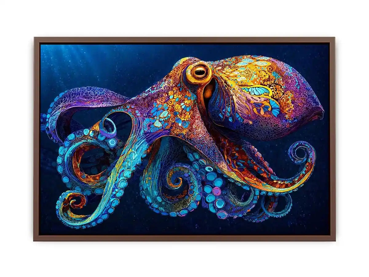 colorful octopus abstract ocean vibrant canvas Canvas Print