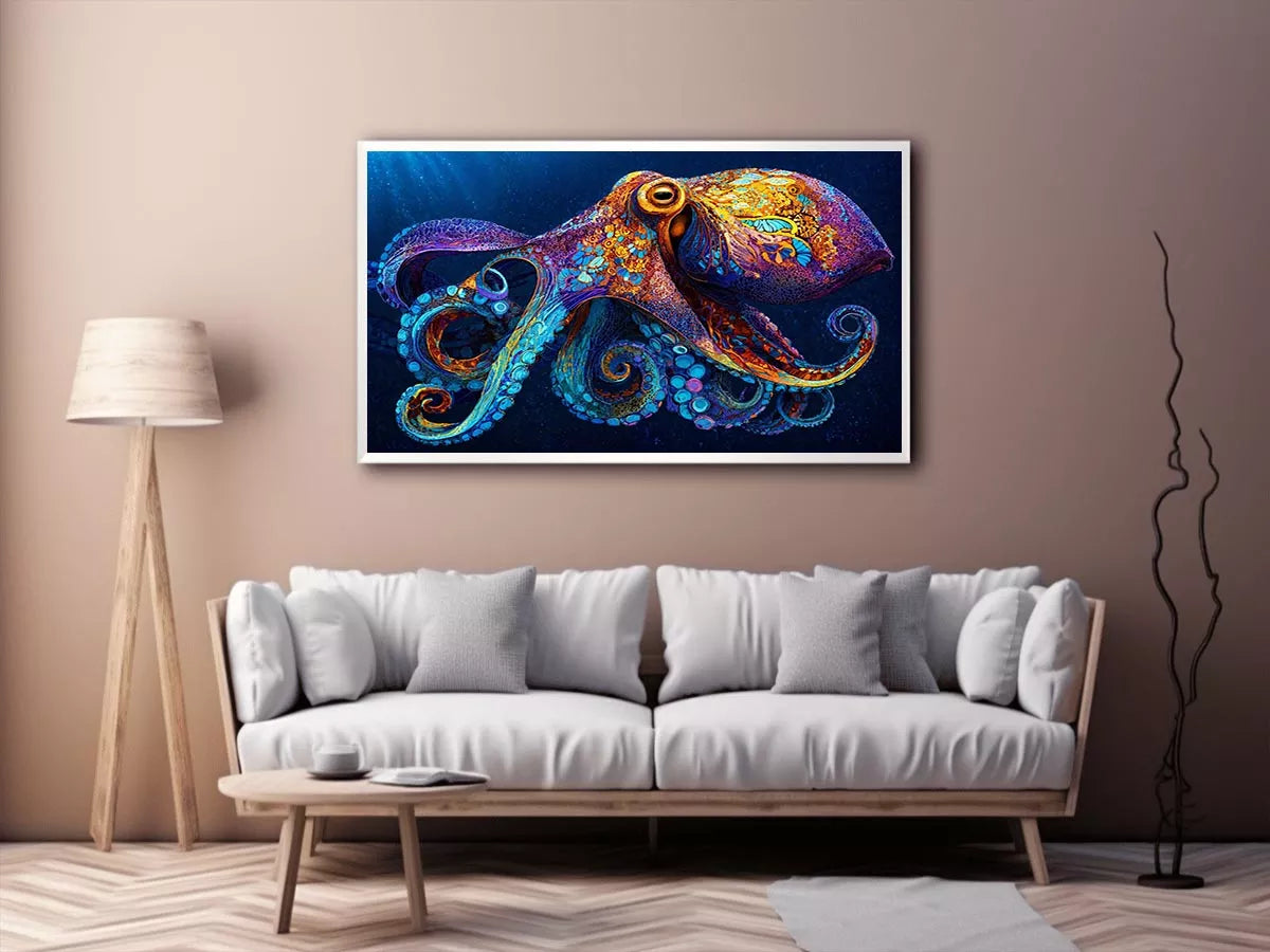 colorful octopus abstract ocean vibrant canvas Canvas Print