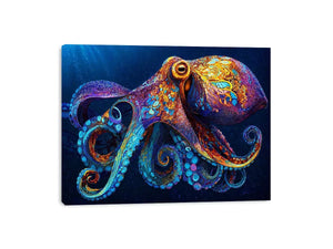 colorful octopus abstract ocean vibrant canvas Canvas Print