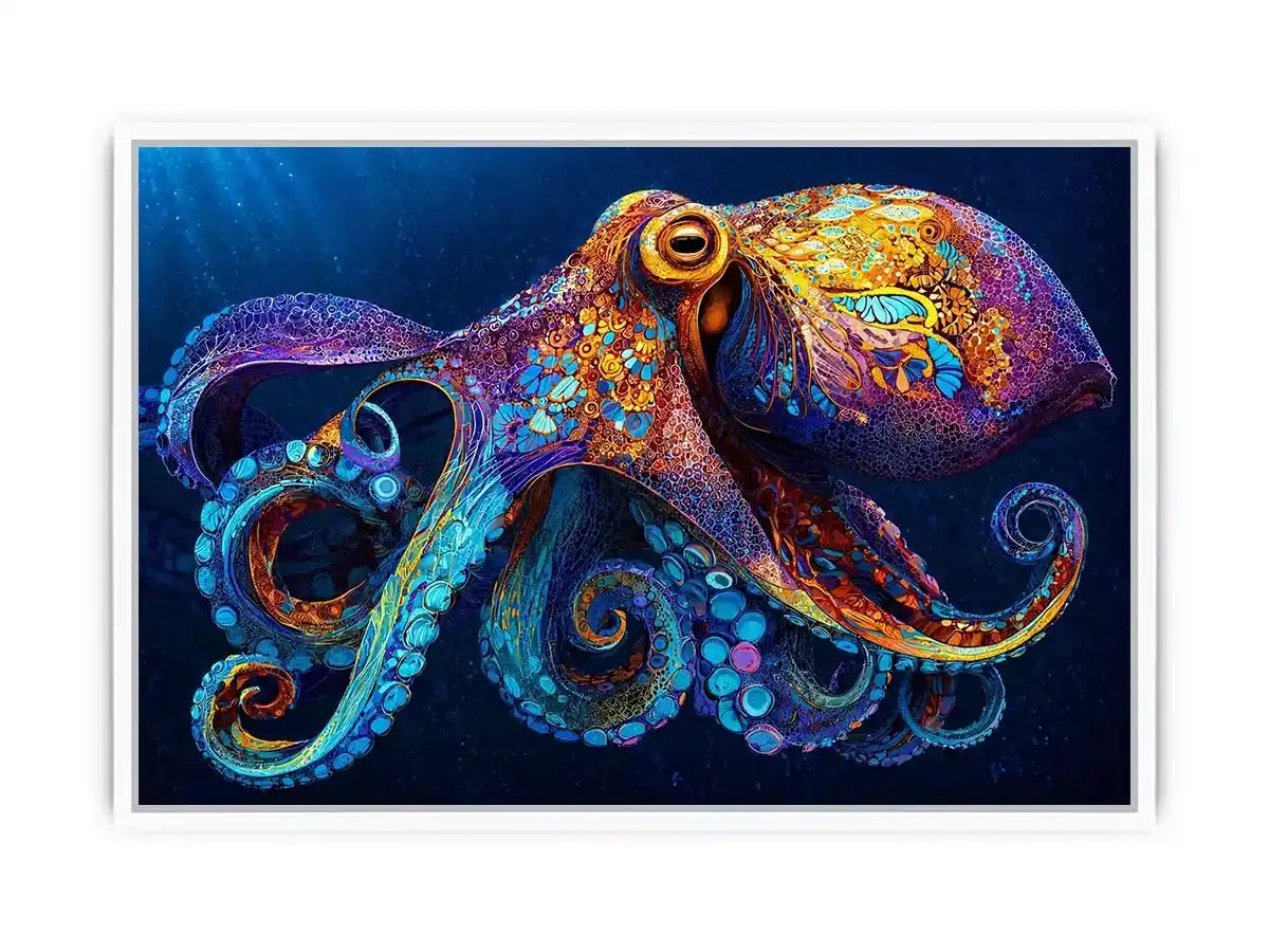colorful octopus abstract ocean vibrant canvas Canvas Print