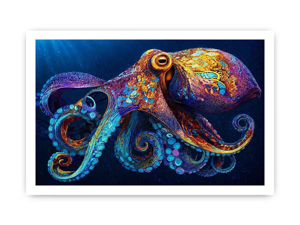 colorful octopus abstract ocean vibrant canvas Canvas Print