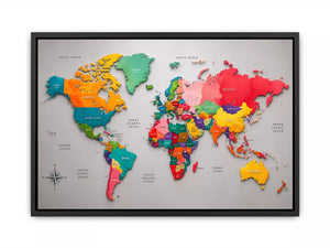 colorful world map Canvas Print modern educational canvas global geography decor