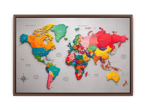 colorful world map Canvas Print modern educational canvas global geography decor