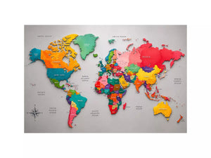 colorful world map Canvas Print modern educational canvas global geography decor