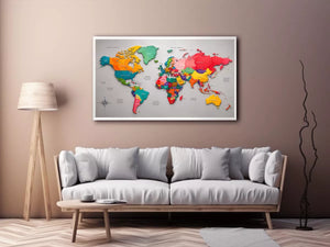 colorful world map Canvas Print modern educational canvas global geography decor