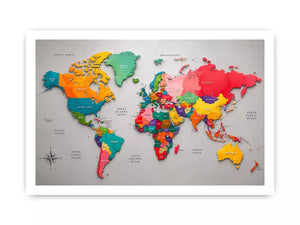 colorful world map Canvas Print modern educational canvas global geography decor