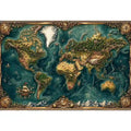 artistic world map textured Canvas Print teal earthy vintage canvas decor