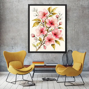 delicate cherry blossom floral Canvas Print in soft pink watercolor style elegant botanical canvas