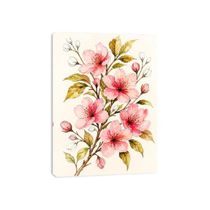 delicate cherry blossom floral Canvas Print in soft pink watercolor style elegant botanical canvas