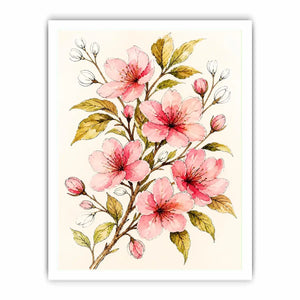 delicate cherry blossom floral Canvas Print in soft pink watercolor style elegant botanical canvas