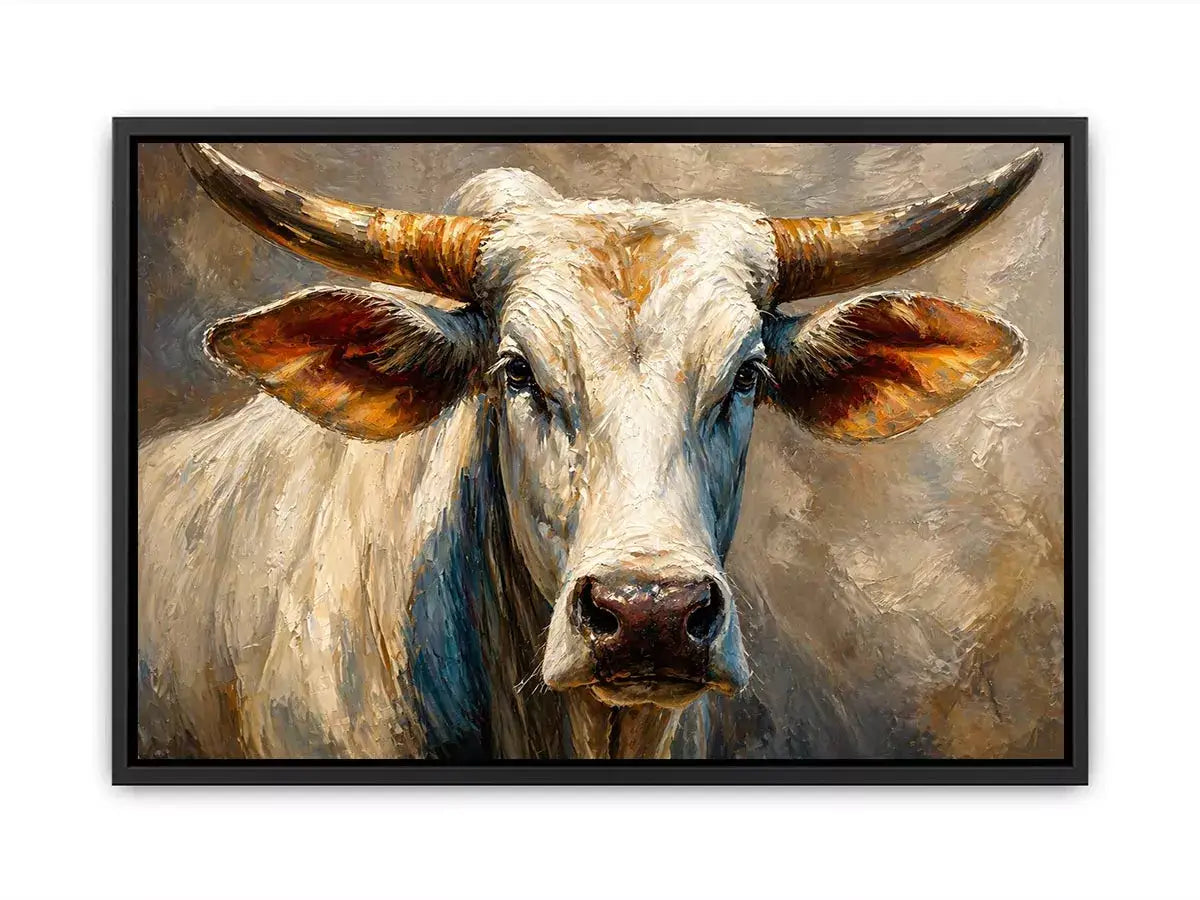 rustic bull portrait Canvas Print textured farmhouse animal canvas decor