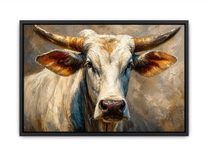 rustic bull portrait Canvas Print textured farmhouse animal canvas decor