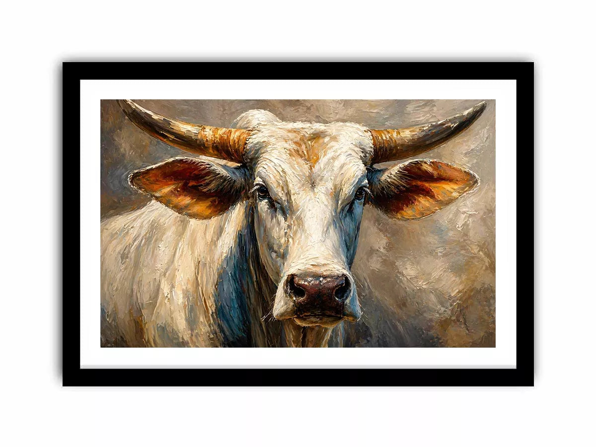 rustic bull portrait wall art textured farmhouse animal canvas decor