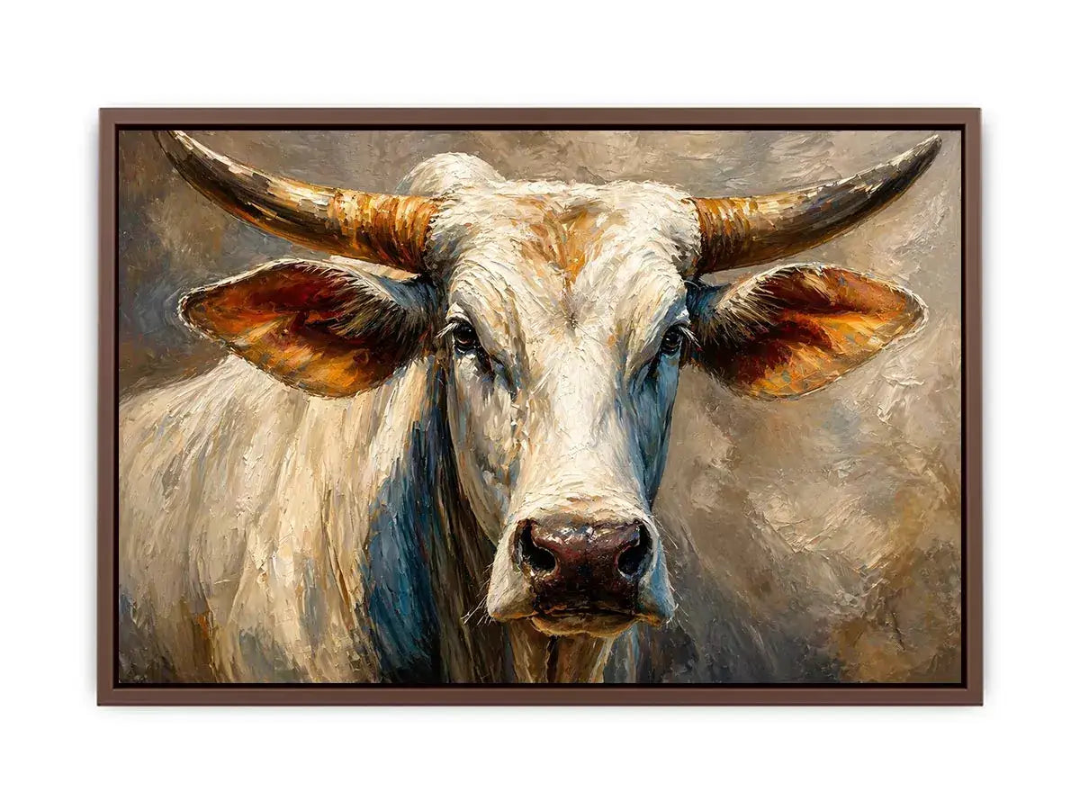 rustic bull portrait wall art textured farmhouse animal canvas decor