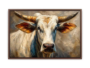 rustic bull portrait Canvas Print textured farmhouse animal canvas decor