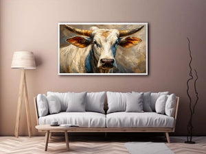 rustic bull portrait Canvas Print textured farmhouse animal canvas decor