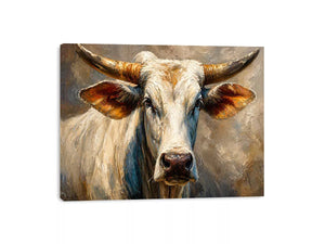 rustic bull portrait Canvas Print textured farmhouse animal canvas decor