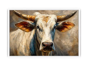 rustic bull portrait Canvas Print textured farmhouse animal canvas decor