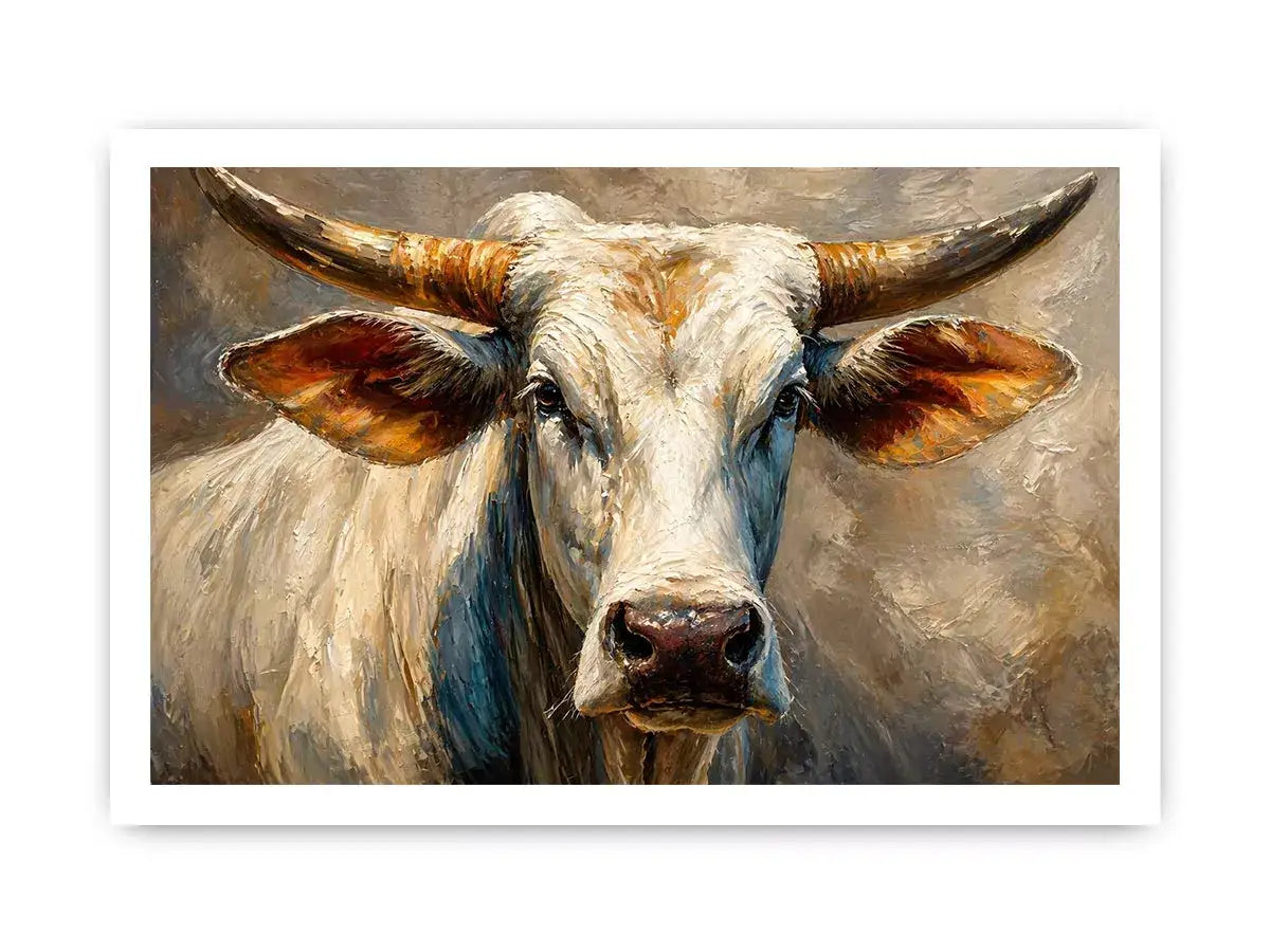 rustic bull portrait wall art textured farmhouse animal canvas decor