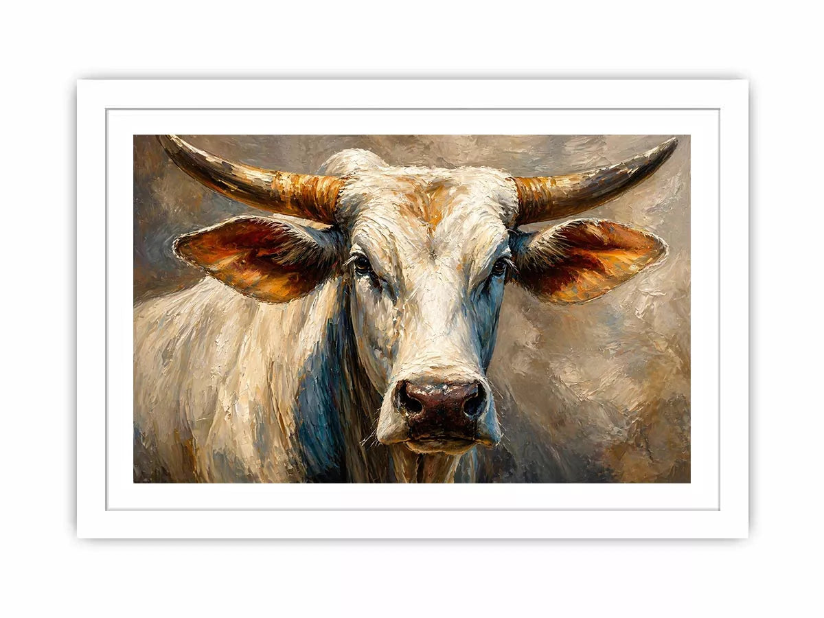 rustic bull portrait Canvas Print textured farmhouse animal canvas decor