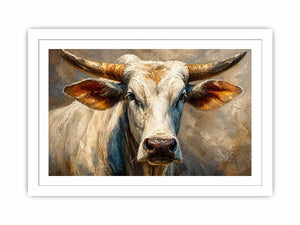 rustic bull portrait Canvas Print textured farmhouse animal canvas decor