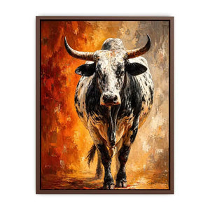 modern bull painting Canvas Print textured animal canvas orange background decor