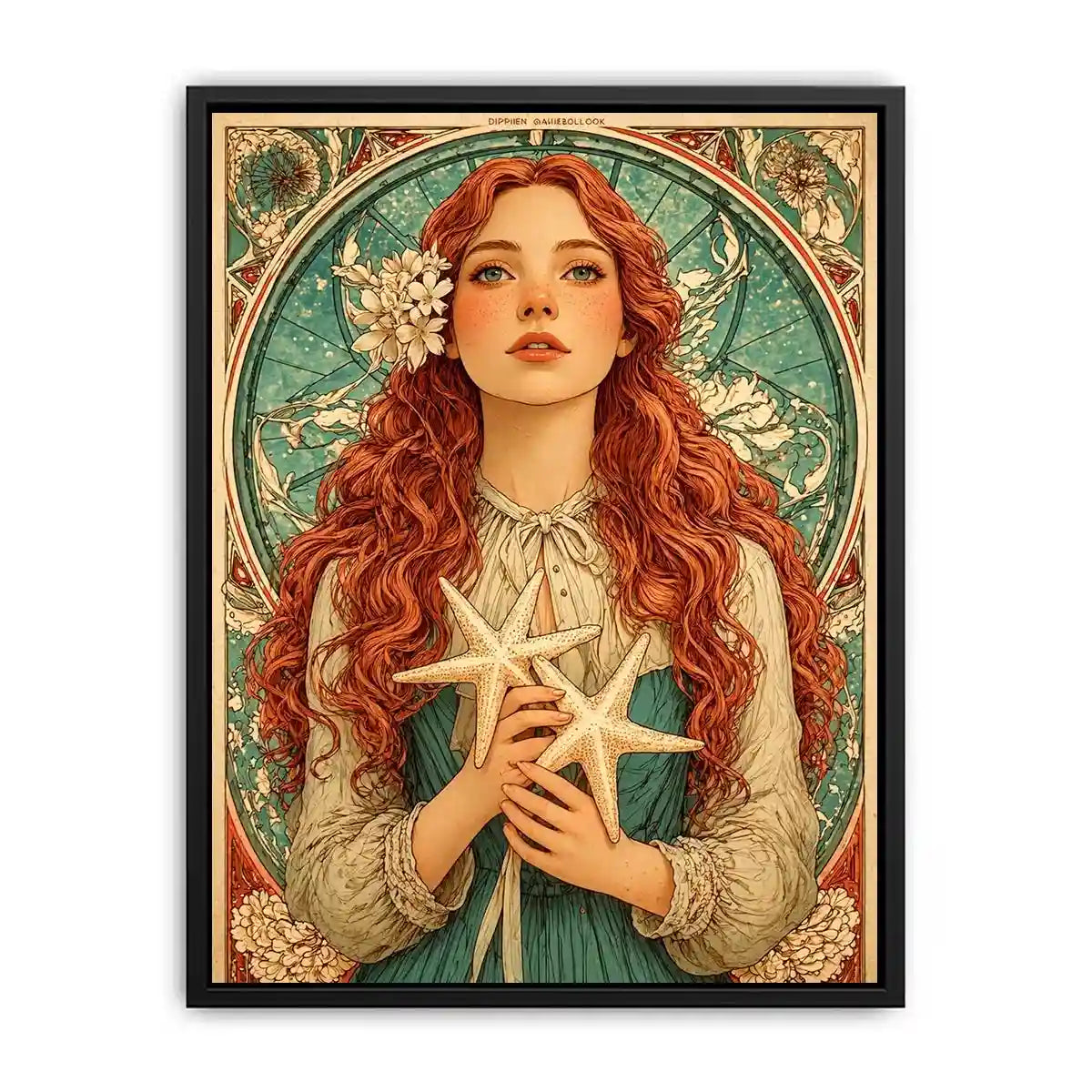 art nouveau woman portrait Canvas Print pastel vintage feminine canvas decor